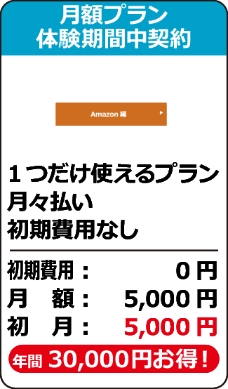 単体プラン:月額払い:体験期間中契約料金