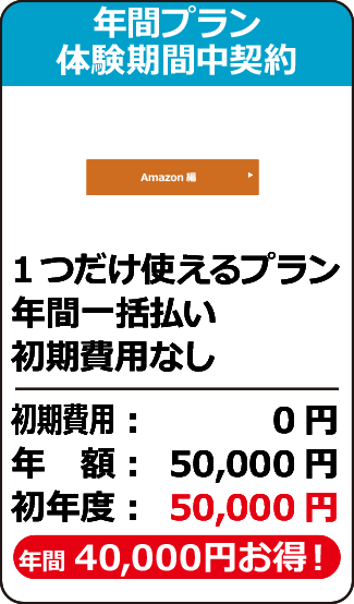 単体プラン:年額払い:体験期間中契約料金